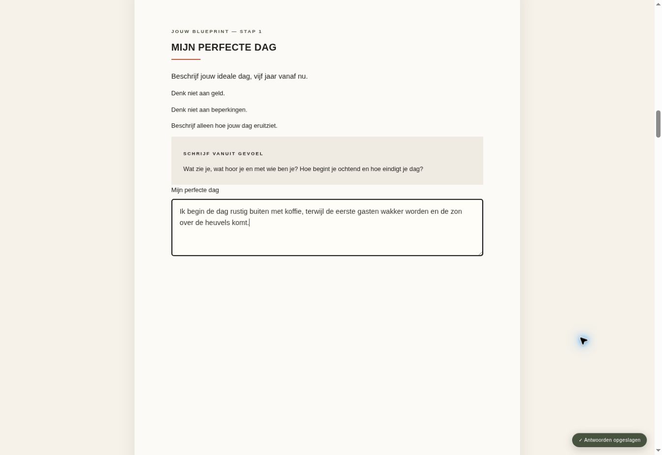 Interactive exercise page from From Dream to Stay
